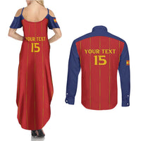 Custom Spain Football 2026 Couples Matching Summer Maxi Dress and Long Sleeve Button Shirt Go Champions La Roja - Wonder Print Shop