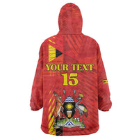 Custom Uganda Football Kid Wearable Blanket Hoodie Go Champions Cranes - Wonder Print Shop