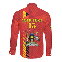 Custom Uganda Football Long Sleeve Button Shirt Go Champions Cranes - Wonder Print Shop
