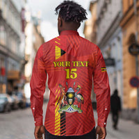 Custom Uganda Football Long Sleeve Button Shirt Go Champions Cranes - Wonder Print Shop