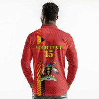 Custom Uganda Football Long Sleeve Polo Shirt Go Champions Cranes - Wonder Print Shop