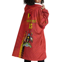 Custom Uganda Football Wearable Blanket Hoodie Go Champions Cranes - Wonder Print Shop