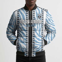 Custom Botswana Football Bomber Puffer Jacket Botswana Rising Again - Black - Wonder Print Shop