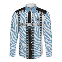 Custom Botswana Football Long Sleeve Button Shirt Botswana Rising Again - Black - Wonder Print Shop