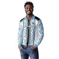 Custom Botswana Football Long Sleeve Polo Shirt Botswana Rising Again - Black - Wonder Print Shop
