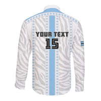 Custom Botswana Football Long Sleeve Button Shirt Botswana Rising Again - Blue - Wonder Print Shop