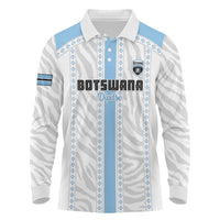 Custom Botswana Football Long Sleeve Polo Shirt Botswana Rising Again - Blue - Wonder Print Shop
