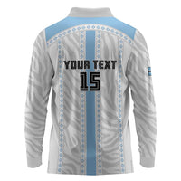 Custom Botswana Football Long Sleeve Polo Shirt Botswana Rising Again - Blue - Wonder Print Shop