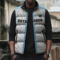 Custom Botswana Football Sleeveless Puffer Jacket Botswana Rising Again - Blue - Wonder Print Shop