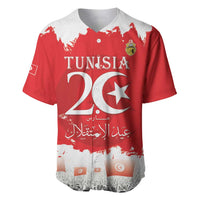 Personalised Tunisia Independence Day Baseball Jersey 69th Anniversary - Flag Map