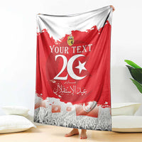 Personalised Tunisia Independence Day Blanket 69th Anniversary - Flag Map