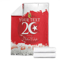 Personalised Tunisia Independence Day Blanket 69th Anniversary - Flag Map