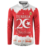 Personalised Tunisia Independence Day Button Sweatshirt 69th Anniversary - Flag Map