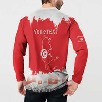 Personalised Tunisia Independence Day Button Sweatshirt 69th Anniversary - Flag Map