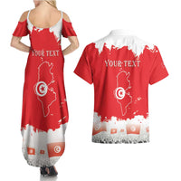 Personalised Tunisia Independence Day Couples Matching Summer Maxi Dress and Hawaiian Shirt 69th Anniversary - Flag Map