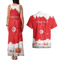 Personalised Tunisia Independence Day Couples Matching Tank Maxi Dress and Hawaiian Shirt 69th Anniversary - Flag Map