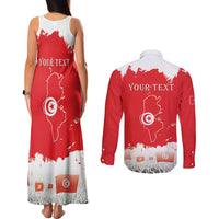 Personalised Tunisia Independence Day Couples Matching Tank Maxi Dress and Long Sleeve Button Shirt 69th Anniversary - Flag Map