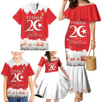 Personalised Tunisia Independence Day Family Matching Mermaid Dress and Hawaiian Shirt 69th Anniversary - Flag Map