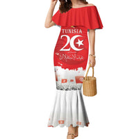Personalised Tunisia Independence Day Family Matching Mermaid Dress and Hawaiian Shirt 69th Anniversary - Flag Map