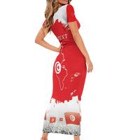 Personalised Tunisia Independence Day Family Matching Short Sleeve Bodycon Dress and Hawaiian Shirt 69th Anniversary - Flag Map