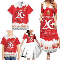 Personalised Tunisia Independence Day Family Matching Summer Maxi Dress and Hawaiian Shirt 69th Anniversary - Flag Map
