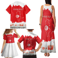 Personalised Tunisia Independence Day Family Matching Tank Maxi Dress and Hawaiian Shirt 69th Anniversary - Flag Map