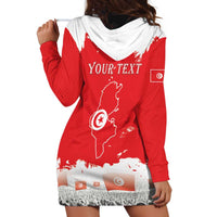 Personalised Tunisia Independence Day Hoodie Dress 69th Anniversary - Flag Map