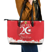 Personalised Tunisia Independence Day Leather Tote Bag 69th Anniversary - Flag Map