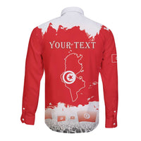Personalised Tunisia Independence Day Long Sleeve Button Shirt 69th Anniversary - Flag Map