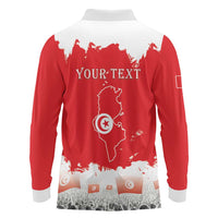 Personalised Tunisia Independence Day Long Sleeve Polo Shirt 69th Anniversary - Flag Map
