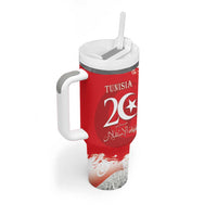 Personalised Tunisia Independence Day Tumbler With Handle 69th Anniversary - Flag Map