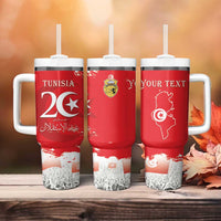 Personalised Tunisia Independence Day Tumbler With Handle 69th Anniversary - Flag Map
