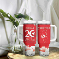 Personalised Tunisia Independence Day Tumbler With Handle 69th Anniversary - Flag Map