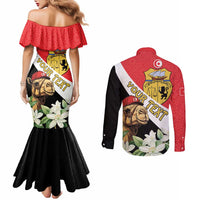 Personalised Tunisia Couples Matching Mermaid Dress and Long Sleeve Button Shirt Camelus Dromedarius With Jasmine