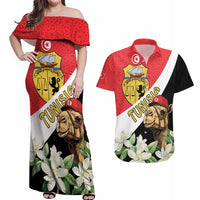 Personalised Tunisia Couples Matching Off Shoulder Maxi Dress and Hawaiian Shirt Camelus Dromedarius With Jasmine