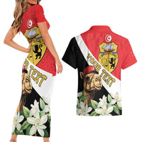 Personalised Tunisia Couples Matching Short Sleeve Bodycon Dress and Hawaiian Shirt Camelus Dromedarius With Jasmine