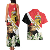 Personalised Tunisia Couples Matching Tank Maxi Dress and Hawaiian Shirt Camelus Dromedarius With Jasmine