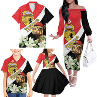 Personalised Tunisia Family Matching Off The Shoulder Long Sleeve Dress and Hawaiian Shirt Camelus Dromedarius With Jasmine