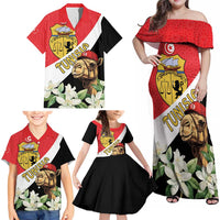 Personalised Tunisia Family Matching Off Shoulder Maxi Dress and Hawaiian Shirt Camelus Dromedarius With Jasmine