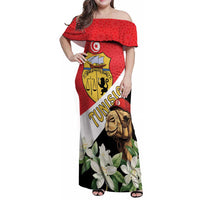 Personalised Tunisia Family Matching Off Shoulder Maxi Dress and Hawaiian Shirt Camelus Dromedarius With Jasmine