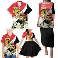 Personalised Tunisia Family Matching Puletasi and Hawaiian Shirt Camelus Dromedarius With Jasmine