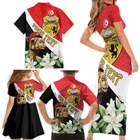 Personalised Tunisia Family Matching Short Sleeve Bodycon Dress and Hawaiian Shirt Camelus Dromedarius With Jasmine