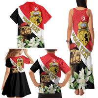 Personalised Tunisia Family Matching Tank Maxi Dress and Hawaiian Shirt Camelus Dromedarius With Jasmine