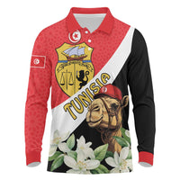 Personalised Tunisia Long Sleeve Polo Shirt Camelus Dromedarius With Jasmine