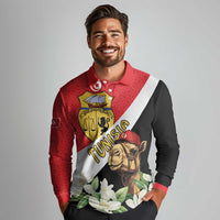 Personalised Tunisia Long Sleeve Polo Shirt Camelus Dromedarius With Jasmine