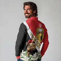 Personalised Tunisia Long Sleeve Polo Shirt Camelus Dromedarius With Jasmine