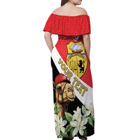 Personalised Tunisia Off Shoulder Maxi Dress Camelus Dromedarius With Jasmine