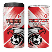 Custom Tunisia Football 4 in 1 Can Cooler Tumbler Eagle Mascot - Sporty Style