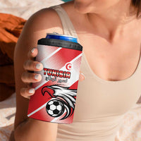 Custom Tunisia Football 4 in 1 Can Cooler Tumbler Eagle Mascot - Sporty Style
