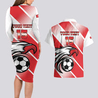 Custom Tunisia Football Couples Matching Long Sleeve Bodycon Dress and Hawaiian Shirt Eagle Mascot - Sporty Style